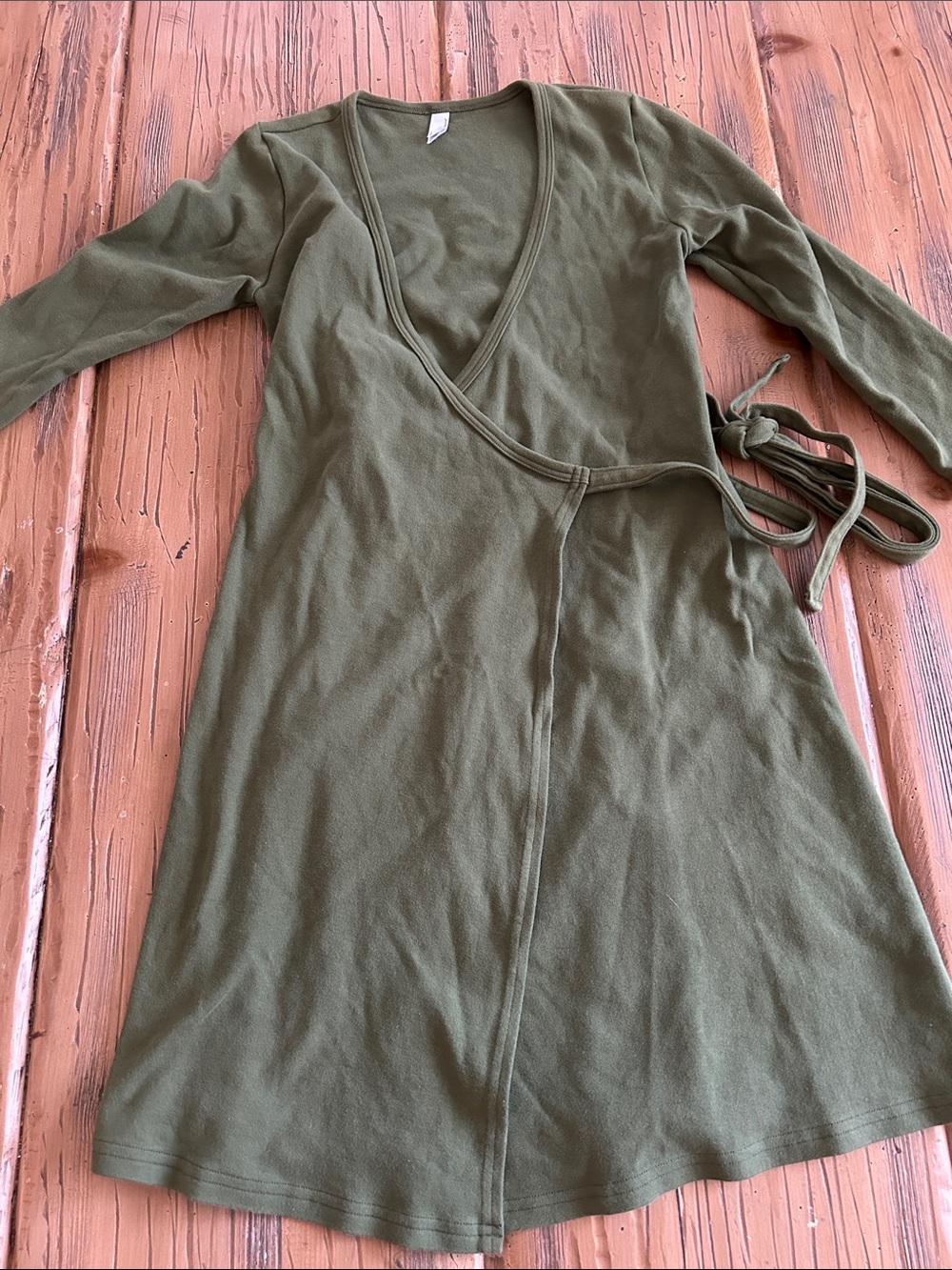 American Apparel Olive Green Wrap Dress